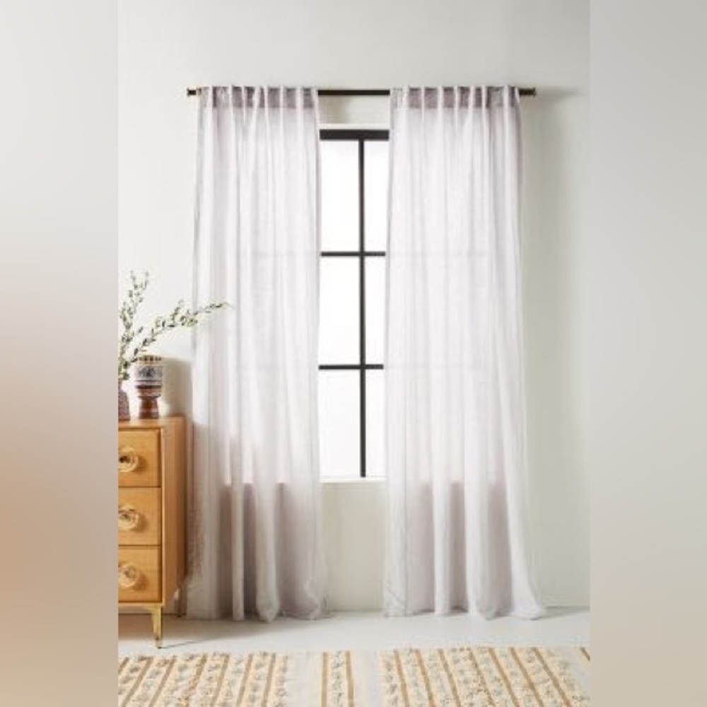 Anthropologie stitched linen curtain